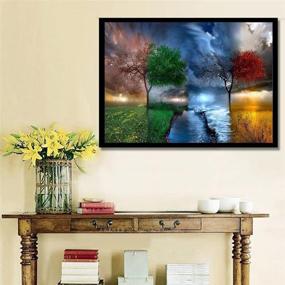 img 3 attached to 🖼️ Fipart Набор для рукоделия Diamond Painting Cross Stitch Wall Stickers для украшения гостиной - Дерево четырех времен года (12X18 дюймов/30X45 см)