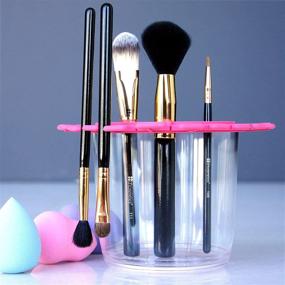 img 3 attached to 💄 Efficiently dry your beauty brushes with Amazing Abby 40-Slot Makeup Brush Drying Rack Holder in Pink!