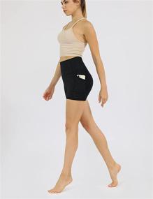 img 2 attached to ODODOS Women's High Waist Biker Shorts: Pockets, Tummy Control, Workout, Gym, Athletic, Running, Yoga