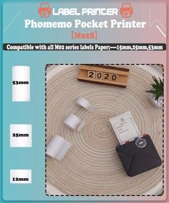 img 1 attached to 🖨️ Phomemo M02S 300DPI Portable Bluetooth Printer with 6 Rolls of Thermal Sticker Label Paper – Ideal Gift for Kids, Friends, and Family