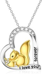 img 4 attached to 🐿️ LONAGO Sterling Silver Squirrel Necklace: Cute Animal Giraffe & Kangaroo Heart Pendant for Women