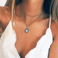 ✨ boho v neck women accessories: layered bar silver drop pendant necklace by fxmimior logo