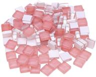 🔲 100pcs small mosaic tiles – plastic mini square glass in pink for diy craft supplies - milisten logo