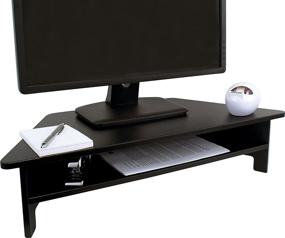 img 2 attached to Victor DC050 High Rise Monitor Stand: Elevate Your Monitor Ergonomically with Sturdy Wood Construction and Corner Shelf, Compatible with DC100 & DC200 - Black