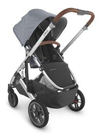 img 1 attached to Коляска UPPAbaby Cruz V2 - Gregory: Стильный дизайн голубого меланжа с серебряными и седельными кожаными деталями.