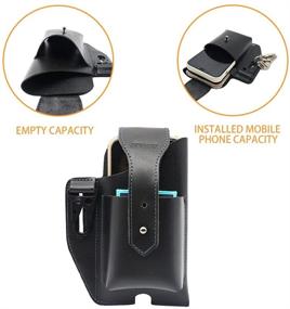 img 2 attached to 📱 SUOHU Leather Cell Phone Holster with Belt Loop - Men's Leather Phone Holder with Keychain Belt Clip for iPhone 12, 11 Pro, Samsung Galaxy (Black)