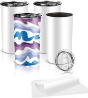 premium aiheart12oz sublimation blanks: stylish skinny stainless steel tumblers for diy gifts - white 4pack логотип