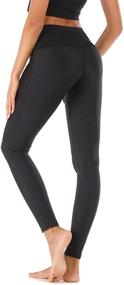 img 1 attached to 👖 MAXE Women's Athletic High Waisted Legging Swim Pants - Sun Protection, Tummy Control, UPF 50+