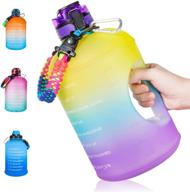 🚰 amiter large 1 gallon motivational water bottle: straw, time marker, handle, bpa free! shop now for leakproof sports water jug for gym, office, home, outdoor logo