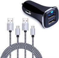 🚗 fivebox dual usb car charger with 2 braided micro usb cables - 6ft android charging cord for samsung galaxy, lg, and more logo