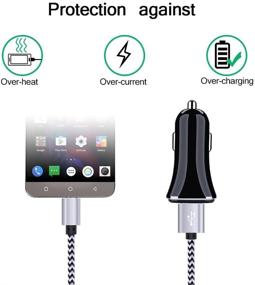 img 2 attached to 🚗 FiveBox Dual USB Car Charger with 2 Braided Micro USB Cables - 6ft Android Charging Cord for Samsung Galaxy, LG, and More