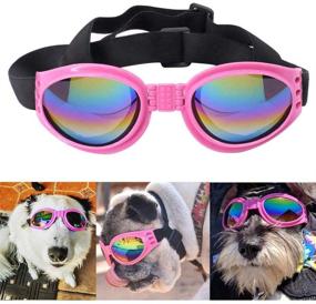 img 3 attached to 🐶 Enhance Your Dog's Safety and Style with 2 Pcs Adjustable Strap Dog Goggles: Travel, Skiing, Black UV Protection, Waterproof Sunglasses!