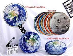 img 2 attached to 🚀 11 Piece Planet Space Pillows Case: Perfect Outer Space Room Decor for Kids - Moon Throw Pillowcovers, Round Pillow Covers & Cushion Cover for Boys Bedding
