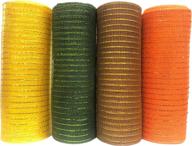 🍂 4 rolls of 10-inch decorative harvest mesh in fall colors - orange, yellow, green, brown, 10 yards each logo