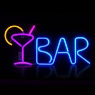 neon bar sign lights for living room wall decor: 8 led lighting modes, remote control, adjustable brightness логотип