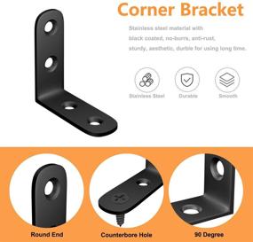 img 2 attached to 🛏️ Blingstar 16 Pc Stainless Steel Corner Braces - 1.57x1.57 Inch Joint Right Angle Bracket for Wood Furniture Bedframe Cabinet Drawer Chair - Black