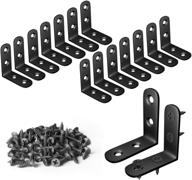 🛏️ blingstar 16 pc stainless steel corner braces - 1.57x1.57 inch joint right angle bracket for wood furniture bedframe cabinet drawer chair - black logo
