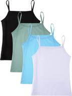 💃 satinior girls dancewear: 4-piece sleeveless spaghetti strap crop tank tops for dance logo