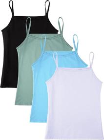 img 4 attached to 💃 Satinior Girls Dancewear: 4-Piece Sleeveless Spaghetti Strap Crop Tank Tops for Dance