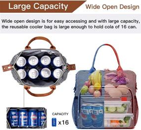 img 2 attached to 🥪 Insulated Lunch Bag - Large Portable Cooler Lunch Box for Office Work School Picnic Beach Workout - Reusable Freezable Tote Lunch Bag Organizer with Adjustable Shoulder Strap for Women Men Adult Kids: Stay Fresh On-the-Go!