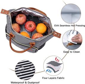 img 1 attached to 🥪 Insulated Lunch Bag - Large Portable Cooler Lunch Box for Office Work School Picnic Beach Workout - Reusable Freezable Tote Lunch Bag Organizer with Adjustable Shoulder Strap for Women Men Adult Kids: Stay Fresh On-the-Go!