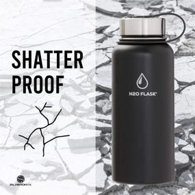 img 1 attached to 🍶 Premium Stainless Steel Insulated Water Bottle - 32oz Black, Wide Mouth, Straw Lid & Flex Cap, No Leaks, Keeps Liquids Hotter & Colder Longer