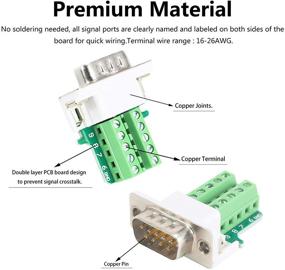 img 2 attached to 🔌 Набор разъемов для разъединения DB9 (2 мужских + 2 женских), адаптеры BIFALE RS232 D-SUB для серийного порта - Тонкий 16 мм 9-контактный портовый терминал с корпусом, паять ненужно, длинные болты.