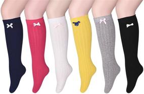 img 4 attached to Soxbang Little Girls' 6 Pairs Cotton 🧦 Tube Socks Knee High Stockings: Stylish and Comfy!