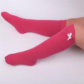 img 2 attached to Soxbang Little Girls' 6 Pairs Cotton 🧦 Tube Socks Knee High Stockings: Stylish and Comfy!