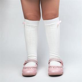 img 1 attached to Soxbang Little Girls' 6 Pairs Cotton 🧦 Tube Socks Knee High Stockings: Stylish and Comfy!