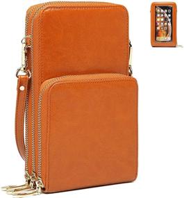 img 4 attached to Stylish Leather Crossbody Cellphone Purse with RFID Blocking Wallet - Convenient Touch Screen Bag for Women