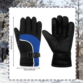 img 2 attached to Waterproof Warm Snow Gloves for Kids - Adjustable Non-Slip Ski Gloves Mittens for Boys and Girls: Ideal Winter Gear for Children in Cold Weather