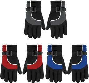 img 4 attached to Waterproof Warm Snow Gloves for Kids - Adjustable Non-Slip Ski Gloves Mittens for Boys and Girls: Ideal Winter Gear for Children in Cold Weather