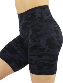 img 4 attached to AJISAI Women's Biker Shorts, High Waist Floral Yoga Workout Compression Shorts - 9