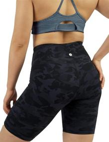 img 3 attached to AJISAI Women's Biker Shorts, High Waist Floral Yoga Workout Compression Shorts - 9