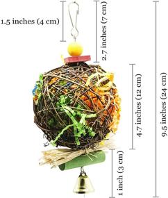 img 1 attached to 🦜 Meric Rattan Shredding Toys for African Greys, Lovebirds | Engage Instinctual Activity, Reduce Stress, Strengthen Legs, Parakeets | Discover Exciting Textures and Sounds | Set of 2 Toys