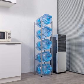 img 2 attached to 🥤 Efficient 5 Gallon Water Cooler Jug Rack: SINGAYE 5 Tier Water Bottle Storage Rack - Silver