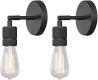 set of two simple industrial wall sconces in matte black - phansthy single sconce light логотип