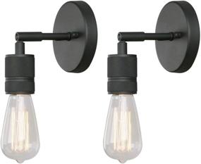 img 4 attached to Set of Two Simple Industrial Wall Sconces in Matte Black - Phansthy Single Sconce Light