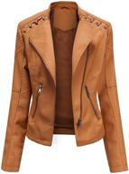 womens leather biker jacket outerwear logo