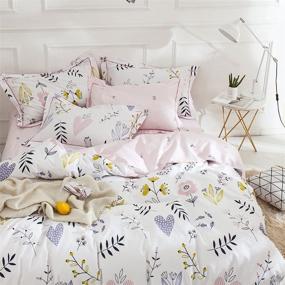 img 2 attached to 🌸 Floral Aesthetic Twin Girls Duvet Cover - Premium Cotton Bedding Set - White Pink - Ideal for Teens - Reversible Comforter Cover - Soft Branches Design - Twin Pink Bedding Collection