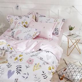 img 1 attached to 🌸 Floral Aesthetic Twin Girls Duvet Cover - Premium Cotton Bedding Set - White Pink - Ideal for Teens - Reversible Comforter Cover - Soft Branches Design - Twin Pink Bedding Collection