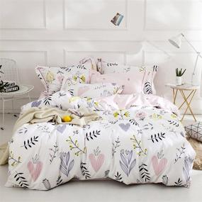 img 3 attached to 🌸 Floral Aesthetic Twin Girls Duvet Cover - Premium Cotton Bedding Set - White Pink - Ideal for Teens - Reversible Comforter Cover - Soft Branches Design - Twin Pink Bedding Collection