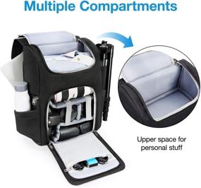 img 3 attached to Водонепроницаемый рюкзак для камеры с функцией против угона, BAGSMART DSLR SLR сумка для камеры подходит для ноутбука до 15 дюймов, держатель штатива и дождевой чехол (черный)