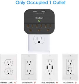 img 2 attached to 🔌 Black Outlet Adapter with USB: Multi-Plug Wall Outlet for Home Office & Cruise Ships - 3 Outlets, 2 USB Ports, 2.4A Total