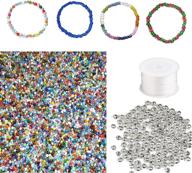 🔮 seed beads 4mm 6/0 glass pony beading diy craft jewelry making assorted mixed colors - large bulk set of beads (kit - beads & stretch cord) logo