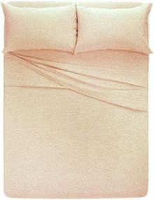 img 1 attached to 🛏️ Royale Linens Soft Tees Cotton Modal Jersey Knit Sheet Set - Full Size in Blush: Luxurious Comfort for Your Bed