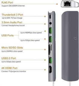 img 2 attached to 🔌 Универсальный USB C хаб с 9 функциями: 1000М Ethernet, 4К HDMI, USB 3.0, зарядка PD, кард-ридер, аудио микрофон - для MacBook, Chromebook и многое другое.