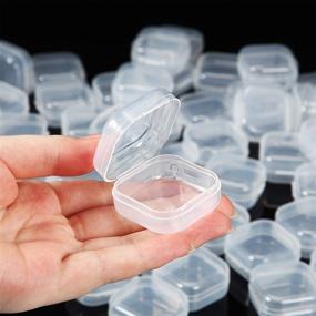 img 1 attached to 📦 Transparent Storage Box Set - 48 Packs of Clear Plastic Containers with Hinged Lid for Crafts, Jewelry & Small Items (1.37 x 1.37 x 0.7 Inches)