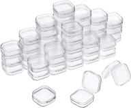 📦 transparent storage box set - 48 packs of clear plastic containers with hinged lid for crafts, jewelry & small items (1.37 x 1.37 x 0.7 inches) logo